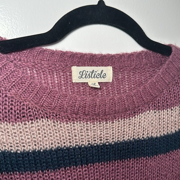 Purple Striped Kit Sweater Size Large Crewneck Listicle - Picture 2 of 4
